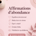 Une femme méditant avec un journal d'affirmations, elle se concentre sur sa sérénité mentale.