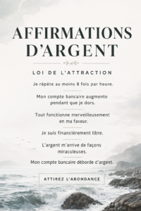Femme méditant avec des affirmations écrites pour attirer l'argent et manifester la prospérité