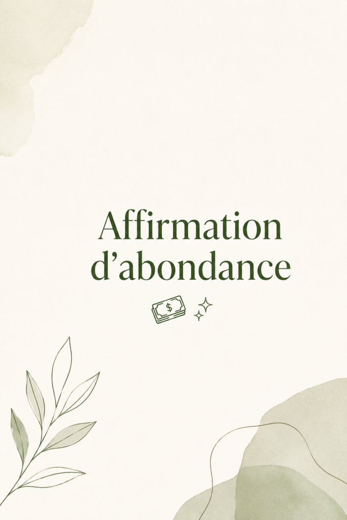 Femme méditant avec des affirmations sur l'abondance en fond
