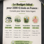 Femme consultante un budget en France avec un ordinateur portable et un café.