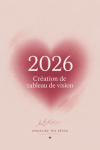 Femme créant un vision board pour l'année 2026, entourée de fournitures créatives.