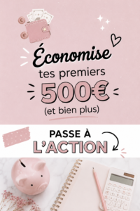 Femme souriante regardant son compte d'épargne, symbolisant les économies réalisées.