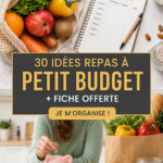 Plateau de différents repas à petit budget avec des ingrédients frais.