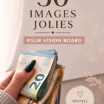 Un exemple de vision board coloré et inspirant rempli d'images motivantes.
