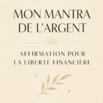 Femme méditant avec des affirmations financières positives en arrière-plan