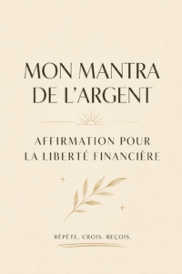 Femme méditant avec des affirmations financières positives en arrière-plan