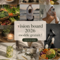 Modèle gratuit de vision board 2026 avec des éléments inspirants