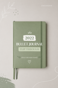 Bullet journal ouvert montrant différentes pages créatives de 2022