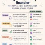 Femme souriante travaillant sur ses finances personnelles avec une calculatrice et un cahier