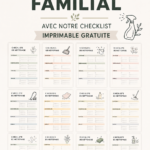 Une checklist imprimable sur une table préparée pour le nettoyage familial