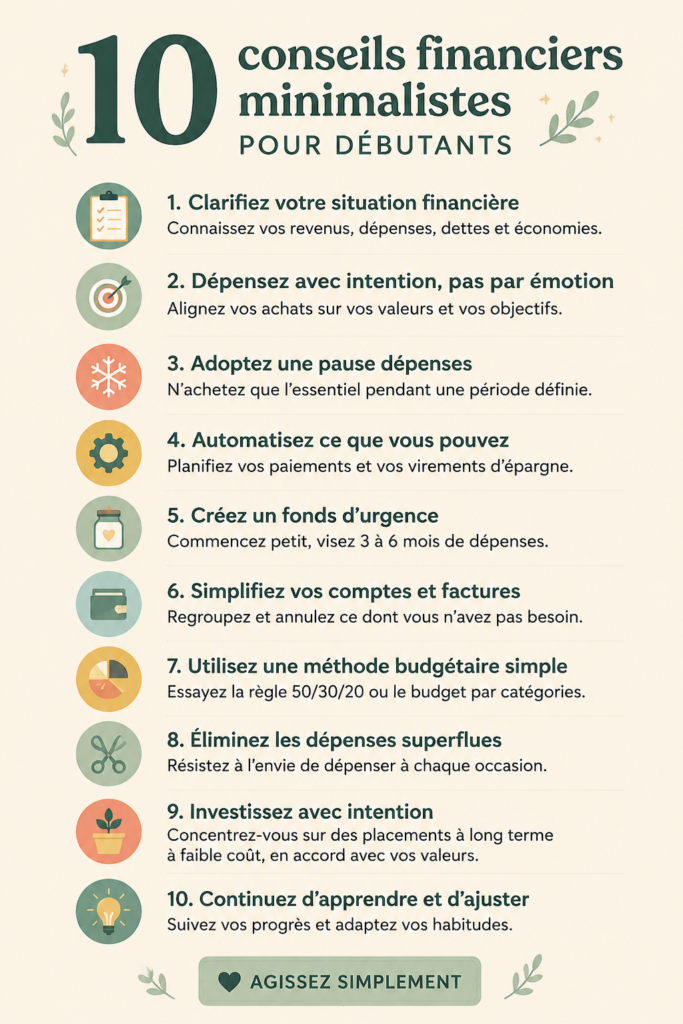 Illustration de conseils financiers minimalistes pour débutants