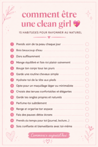 Femme illustrant le style clean girl avec une tenue épurée et moderne.