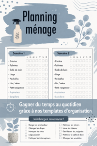 Une femme souriante utilisant un template d'organisation pour planifier sa semaine.