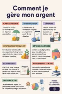 Femme souriante consultant son budget sur un ordinateur, illustrant la gestion financière.