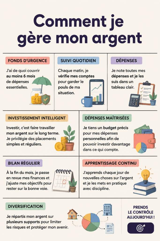 Femme souriante consultant son budget sur un ordinateur, illustrant la gestion financière.
