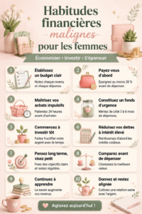 Femme souriante en train de gérer son budget avec un ordinateur et un carnet