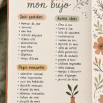 Page de Bujo colorée avec illustrations et notes.
