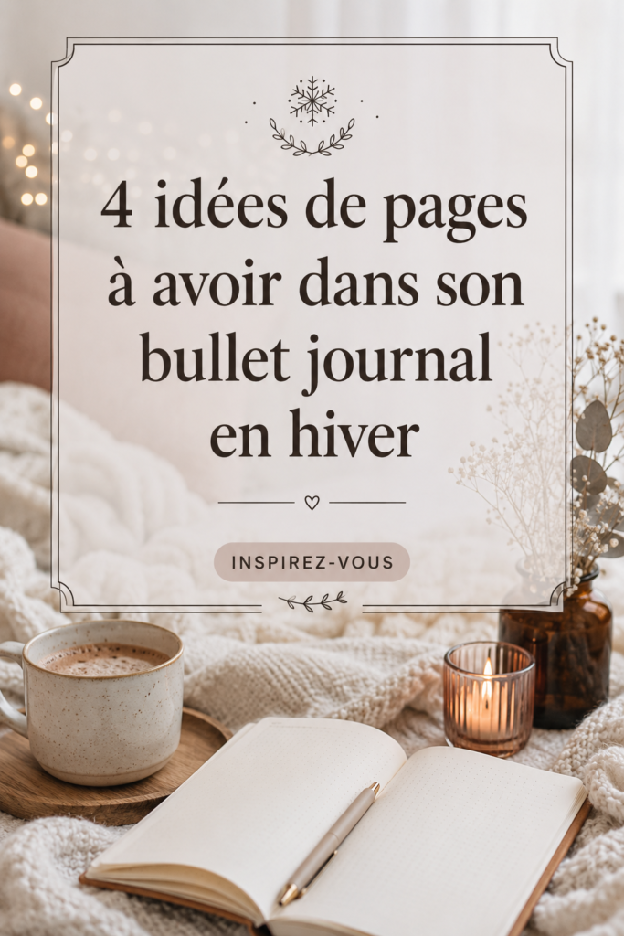 Page d'hiver d'un bullet journal avec décorations hivernales