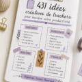 Un Bullet Journal ouvert avec des trackers colorés et organisés, représentant la créativité et l'organisation.
