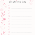 Une illustration d'une liste minimaliste en rose et blanc, mettant en avant l'organisation et l'esthétisme.