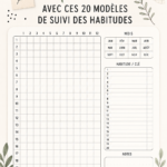 Modèles de suivi d'habitudes sur une table en bois avec des accessoires d'écriture