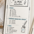 Bullet Journal ouvert avec des pages colorées pour le mois de mai