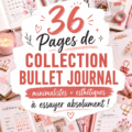 Un bullet journal ouvert avec des pages minimalistes colorées et esthétiques.