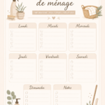 Affiche colorée de planning de ménage dans une cuisine moderne