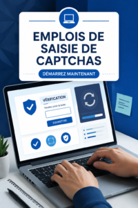 Une femme devant son ordinateur, résolvant un test CAPTCHA en ligne.