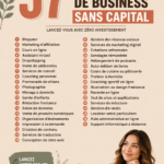 Une femme souriante réfléchissant à des idées de business sans frais