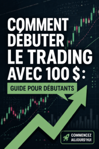 Une femme souriante examinant ses options de trading sur un ordinateur portable avec un budget de 100€.
