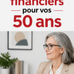 Femme de 50 ans réfléchissant à ses finances dans un cadre serein.