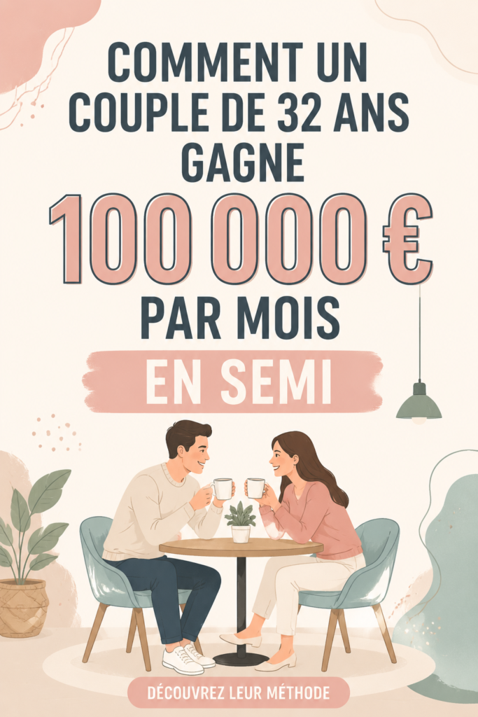 Un couple souriant dans un cadre de vie confortable, symbolisant le succès financier.