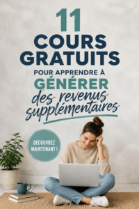Une femme apprenant sur un ordinateur portable, prête à augmenter ses revenus avec des cours gratuits.