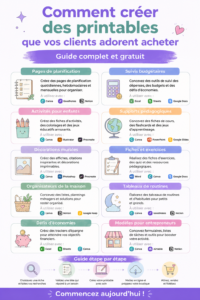 Imprimables colorés sur un bureau élégant, illustrant le thème de la vente en ligne.