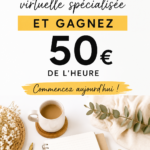 Femme travaillant sur un ordinateur, illustrant le métier d'assistante virtuelle Pinterest.