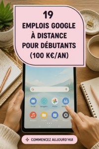Femme travaillant depuis chez elle sur un ordinateur avec des documents de travail pour Google