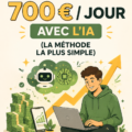 Illustration d'une femme utilisant des outils d'intelligence artificielle pour augmenter ses revenus.