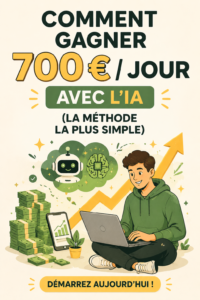 Illustration d'une femme utilisant des outils d'intelligence artificielle pour augmenter ses revenus.