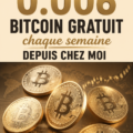 Femme souriante utilisant un ordinateur pour gagner des bitcoins