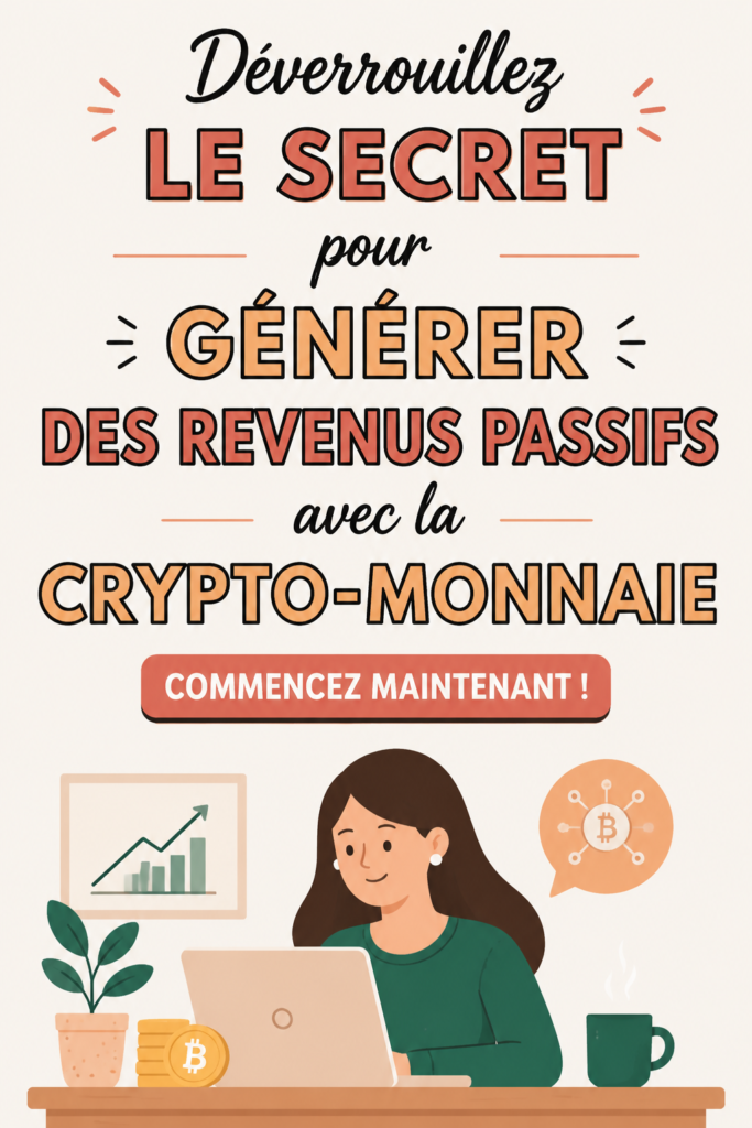 Femme inspirée en train de travailler sur des investissements en cryptomonnaie pour générer un revenu passif.