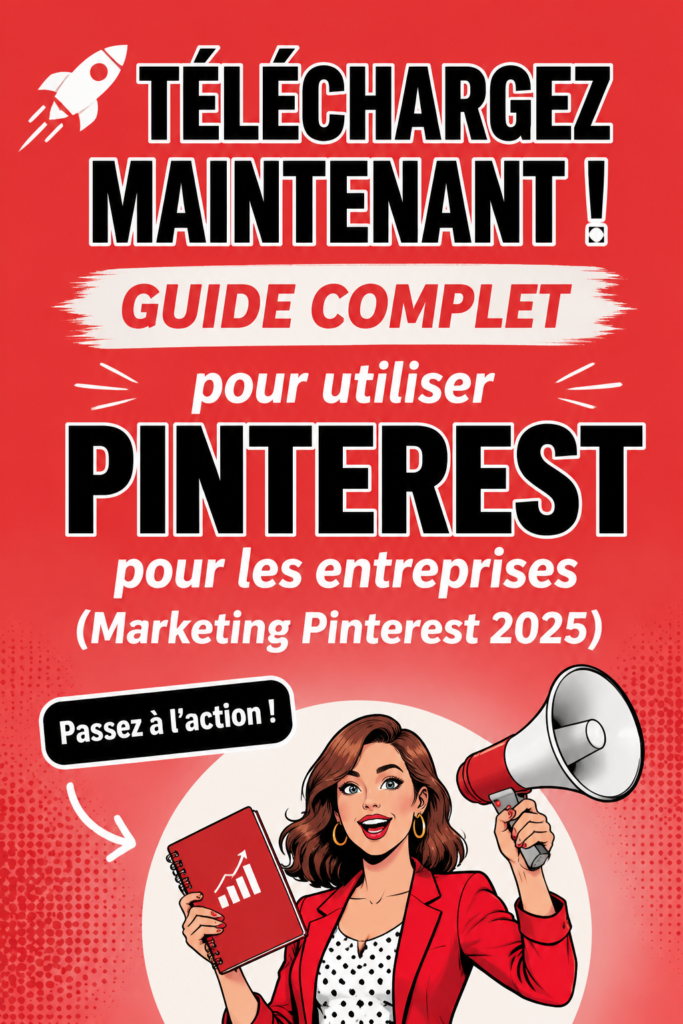 Un bureau avec un ordinateur affichant un tableau Pinterest pour une stratégie marketing.