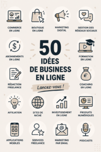 Femme regardant son ordinateur tout en prenant des notes sur des idées de business en ligne.