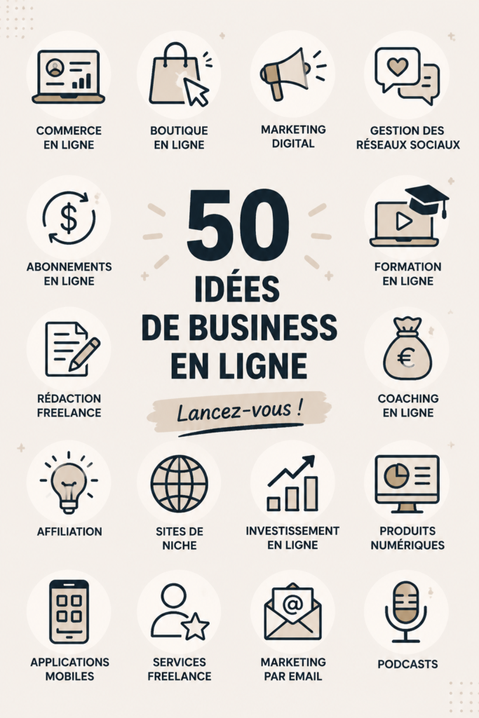 Femme regardant son ordinateur tout en prenant des notes sur des idées de business en ligne.