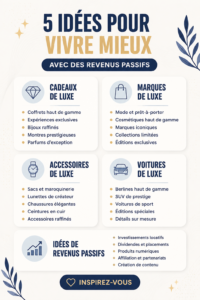 Des idées de cadeaux de luxe présentées sur une table joliment décorée.