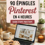 Femme utilisant Pinterest avec un tableau d'épingles créatives