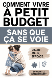 Une femme souriante dans un marché, comparant des prix avec un panier plein de produits frais.
