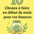 Femme regardant son budget et notant des actions financières à réaliser pour le mois