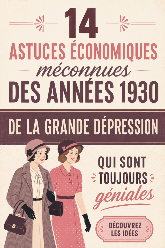 Une femme examinant un livre ancien avec des astuces d'économie des années 30