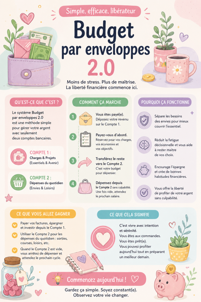 Une femme souriante alias une brillante gestionnaire de son budget, illustrant les bienfaits du Budget Stuffing.